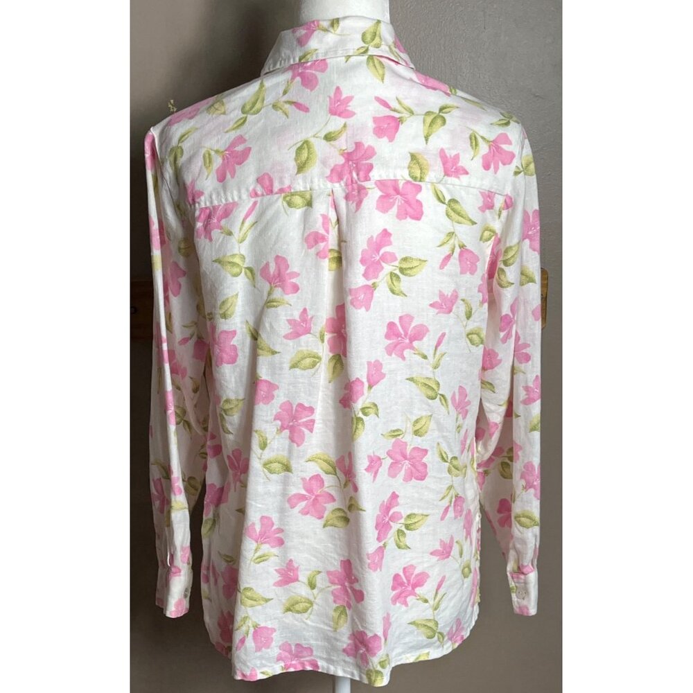 Studio Works Floral Linen Shirt Cottagecore Button Fairy Spring Layers Womens S - Picture 3 of 10